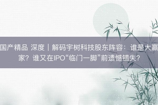 国产精品 深度｜解码宇树科技股东阵容：谁是大赢家？谁又在IPO“临门一脚”前遗憾错失？