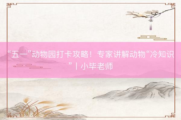 “五一”动物园打卡攻略！专家讲解动物“冷知识”丨小毕老师
