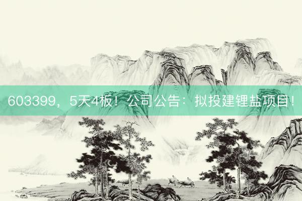 603399，5天4板！公司公告：拟投建锂盐项目！