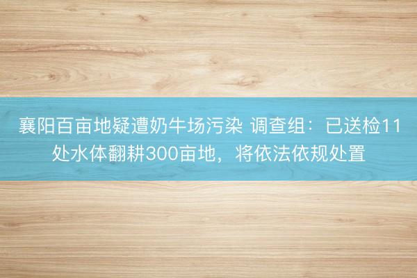 襄阳百亩地疑遭奶牛场污染 调查组：已送检11处水体翻耕300亩地，将依法依规处置