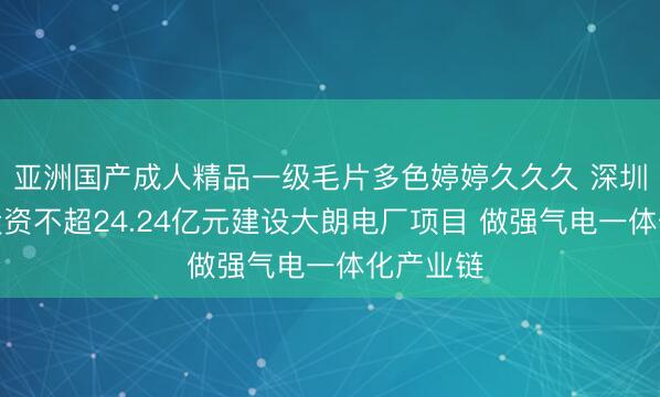 亚洲国产成人精品一级毛片多色婷婷久久久 深圳燃气拟投资不超24.24亿元建设大朗电厂项目 做强气电一体化产业链