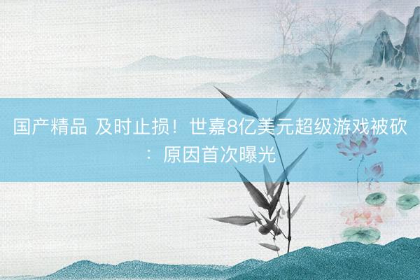 国产精品 及时止损！世嘉8亿美元超级游戏被砍：原因首次曝光