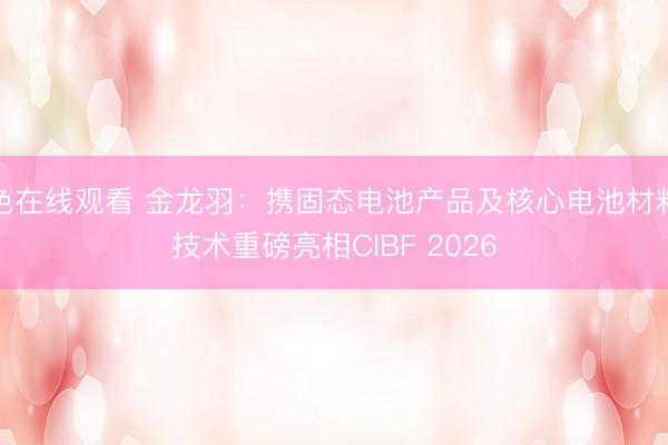 色在线观看 金龙羽：携固态电池产品及核心电池材料技术重磅亮相CIBF 2026