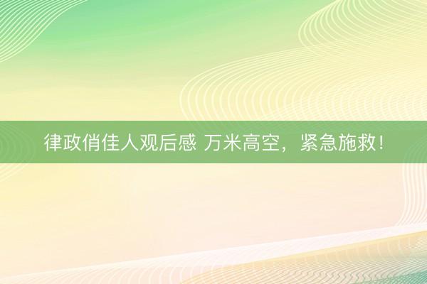 律政俏佳人观后感 万米高空，紧急施救！