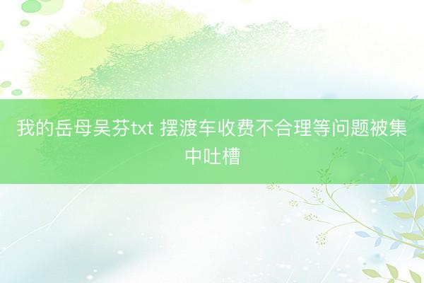 我的岳母吴芬txt 摆渡车收费不合理等问题被集中吐槽