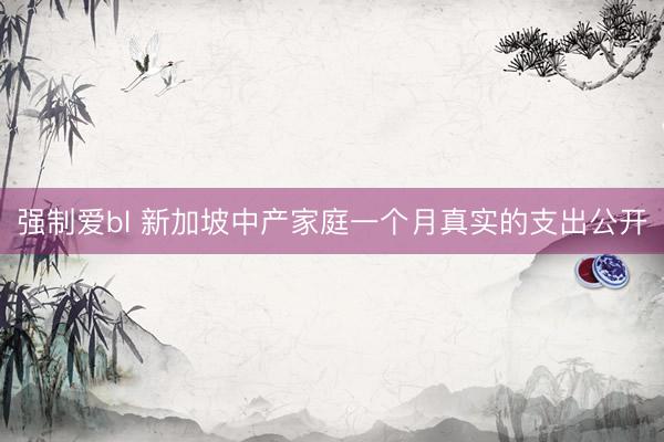 强制爱bl 新加坡中产家庭一个月真实的支出公开