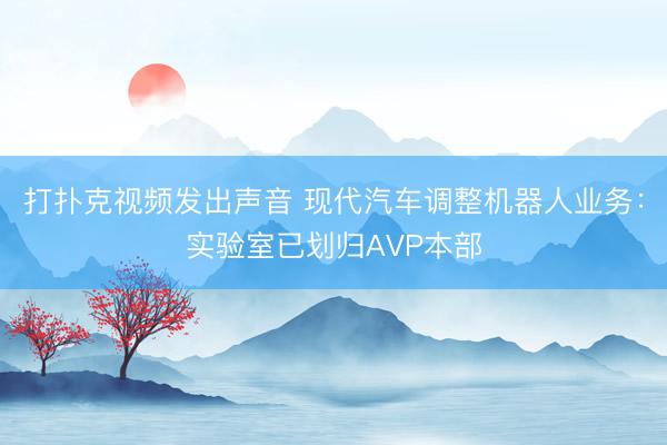打扑克视频发出声音 现代汽车调整机器人业务：实验室已划归AVP本部