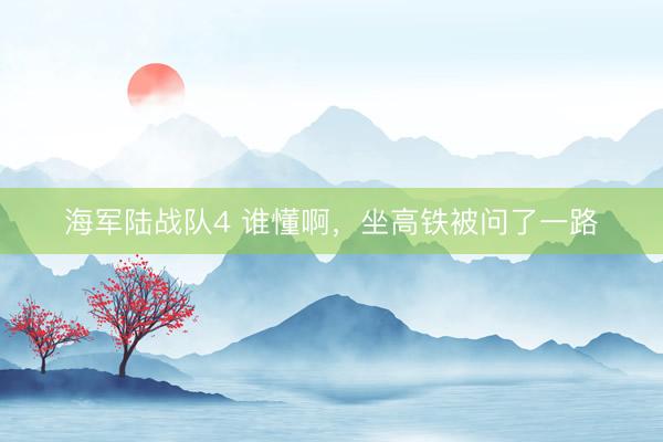 海军陆战队4 谁懂啊，坐高铁被问了一路