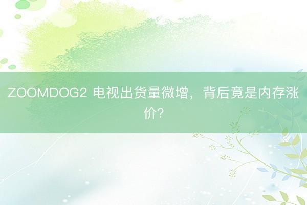 ZOOMDOG2 电视出货量微增，背后竟是内存涨价？