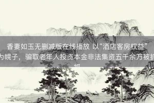 香妻如玉无删减版在线播放 以“酒店客房权益”为幌子，骗取老年人投资本金非法集资五千余万被抓