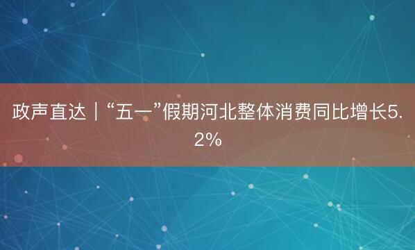 政声直达｜“五一”假期河北整体消费同比增长5.2%