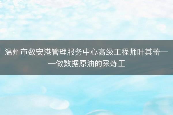 温州市数安港管理服务中心高级工程师叶其蕾——做数据原油的采炼工