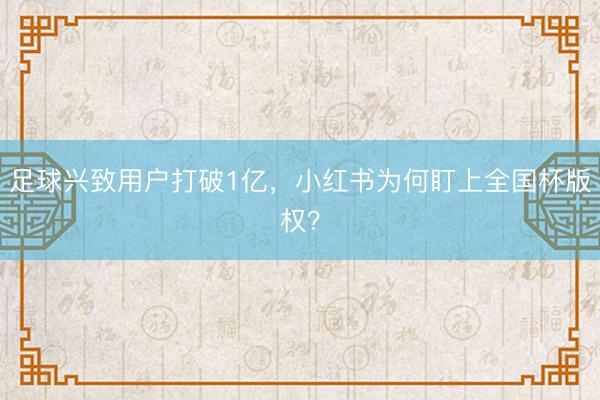 足球兴致用户打破1亿，小红书为何盯上全国杯版权？