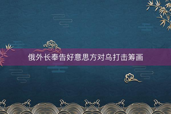 俄外长奉告好意思方对乌打击筹画