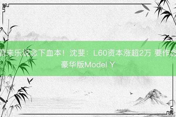 蔚来乐说念下血本！沈斐：L60资本涨超2万 要作念豪华版Model Y