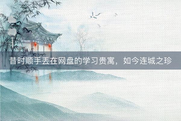 昔时顺手丢在网盘的学习贵寓，如今连城之珍