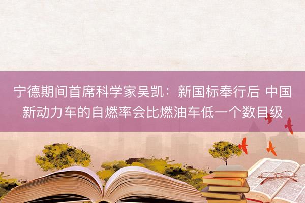 宁德期间首席科学家吴凯：新国标奉行后 中国新动力车的自燃率会比燃油车低一个数目级