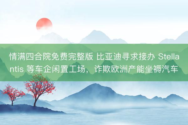 情满四合院免费完整版 比亚迪寻求接办 Stellantis 等车企闲置工场，诈欺欧洲产能坐褥汽车