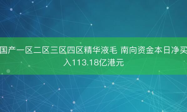 国产一区二区三区四区精华液毛 南向资金本日净买入113.18亿港元