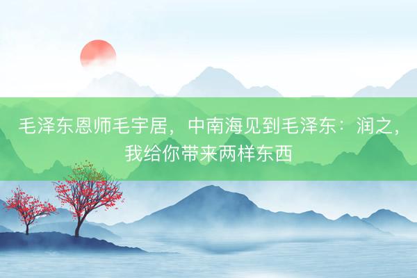 毛泽东恩师毛宇居，中南海见到毛泽东：润之，我给你带来两样东西